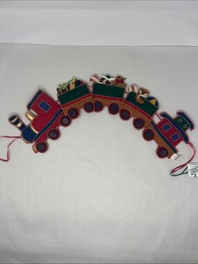 CHRISTMAS TRAIN FELT GARLAND ORNAMENTS CONNECTED